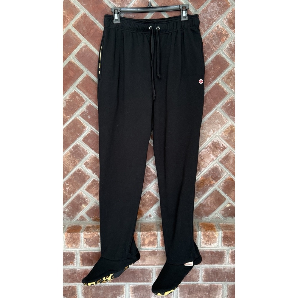 NWT‎ Freejays Cloud Footed Pajama Bottoms Size Medium Cabincore Black Leopard